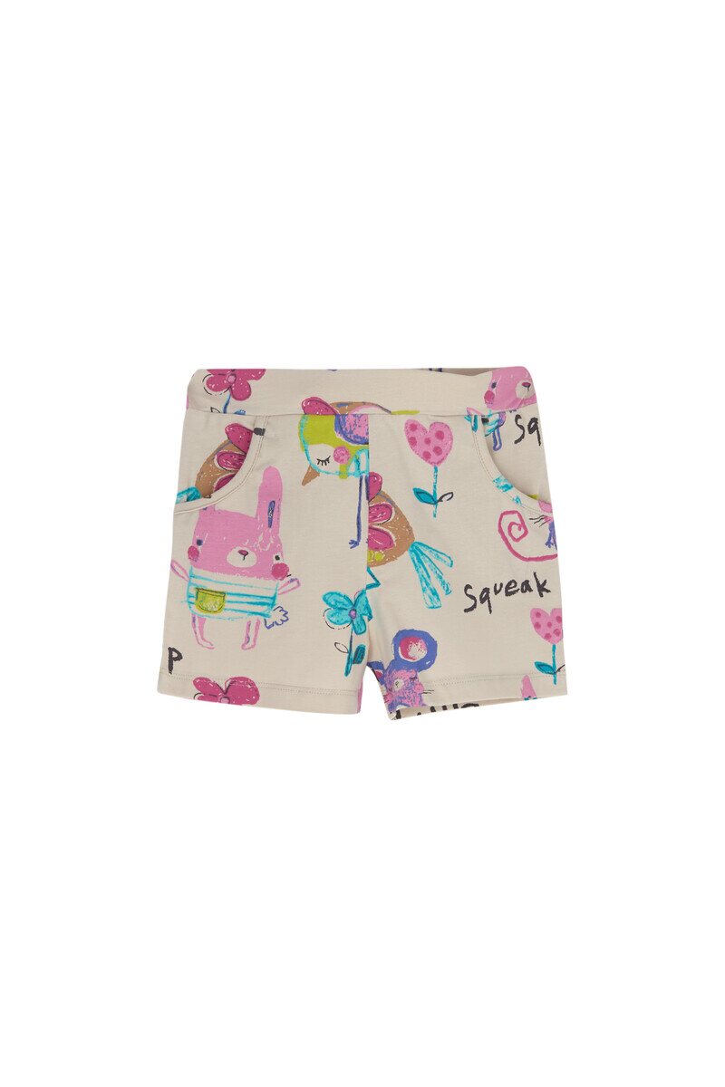 1-4 Years Old Chirping Animals Pattern Shorts - Thumbnail