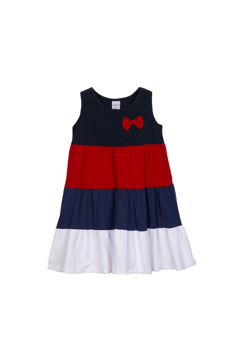 1-4 Years Old Colorful Shirred Sleeveless Dress - Thumbnail