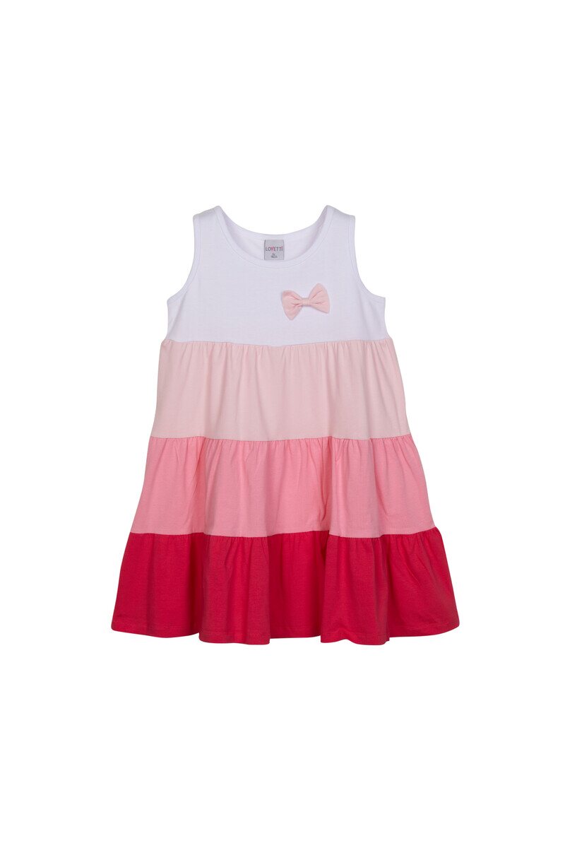 1-4 Years Old Colorful Shirred Sleeveless Dress - Thumbnail