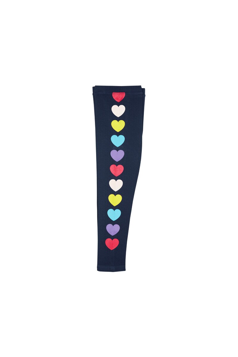 1-4 Years Old Colorful Side Stripe Heart 40/1 Lycra Long Legging - Thumbnail