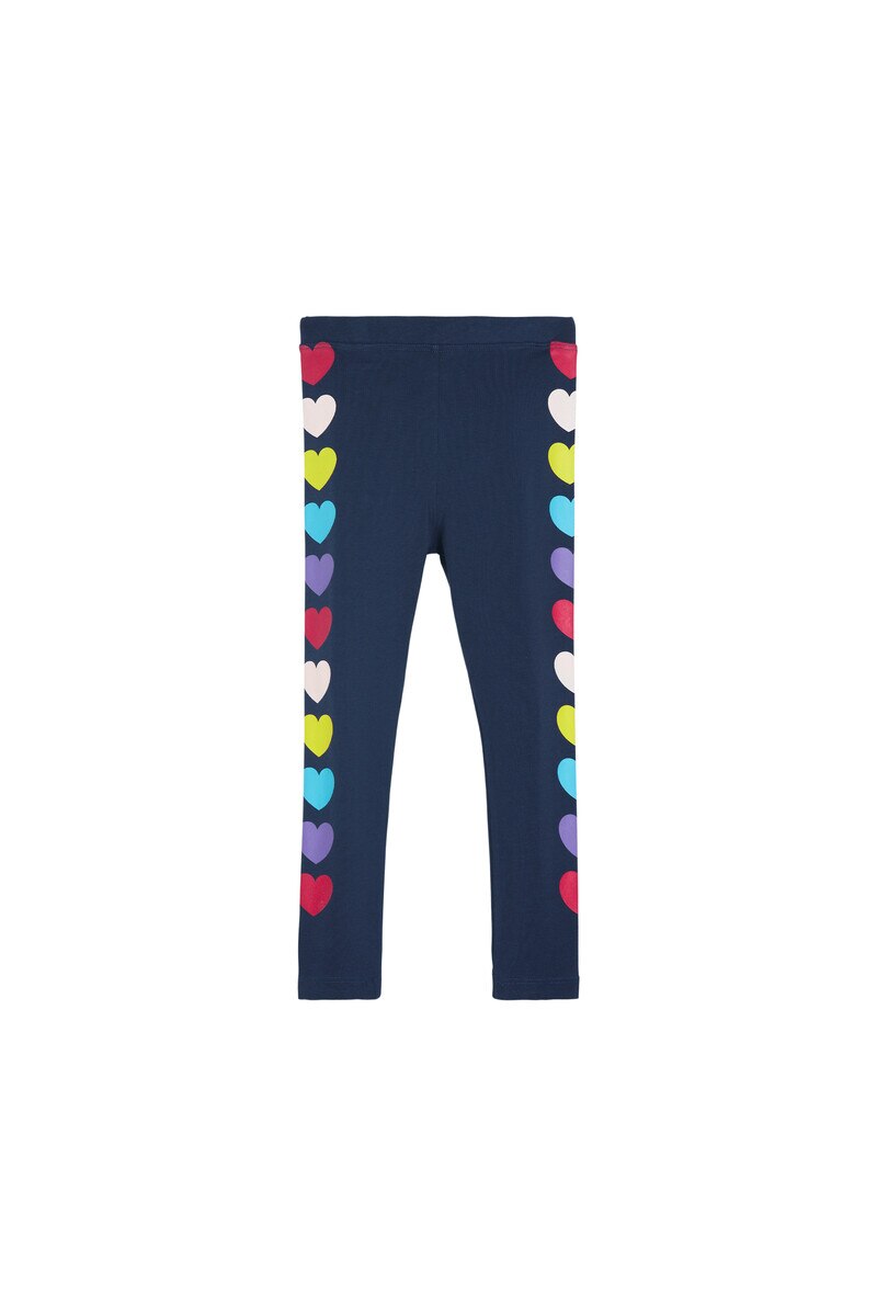 1-4 Years Old Colorful Side Stripe Heart 40/1 Lycra Long Legging - Thumbnail