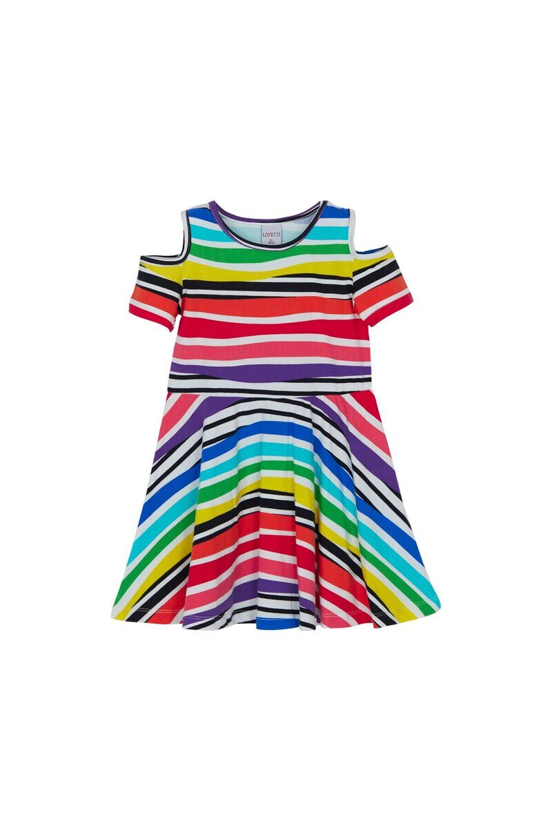 1-4 Years Old Handdrawn Stripe Pattern Half Sleeves Cold Shoulders ...