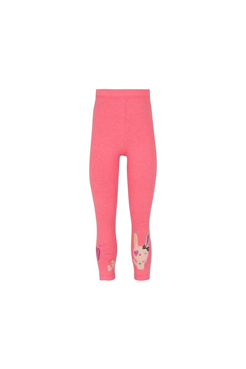1-4 Years Old Heart And Rabbit Printed Legging - Thumbnail