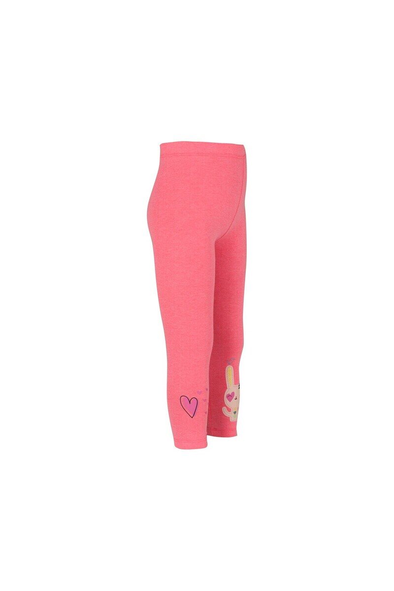 1-4 Years Old Heart And Rabbit Printed Legging - Thumbnail