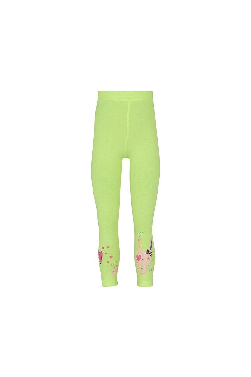 1-4 Years Old Heart And Rabbit Printed Legging - Thumbnail