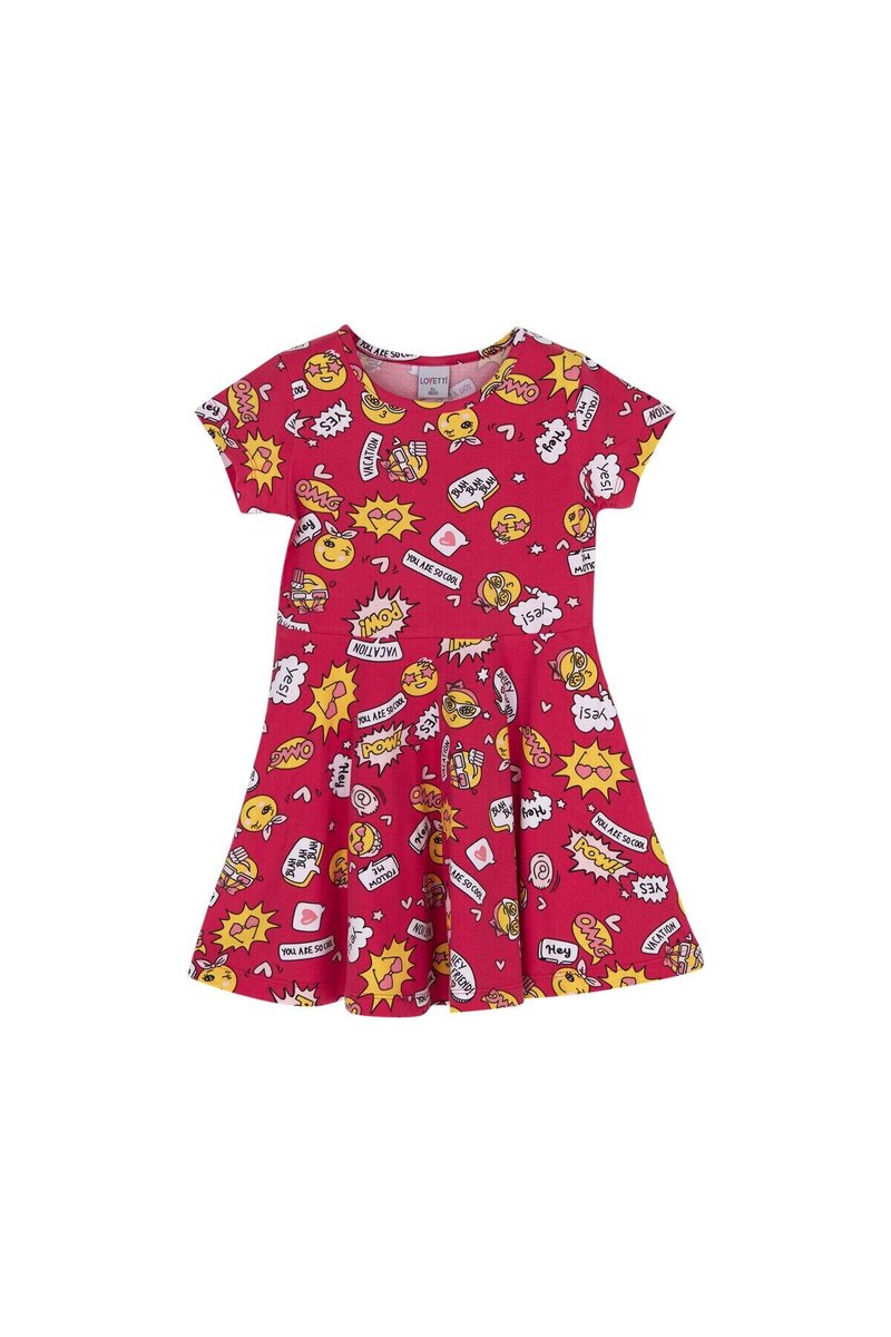 1-4 Years Old So Cool Pattern Short Sleeves Flared Dress |Lovetti