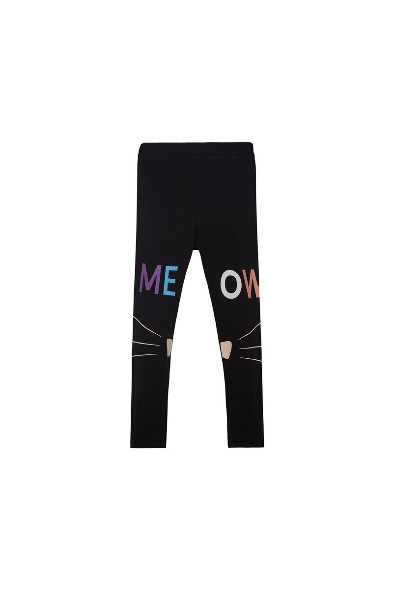 3-6 Years Old Meow Face Parinted Legging - Thumbnail