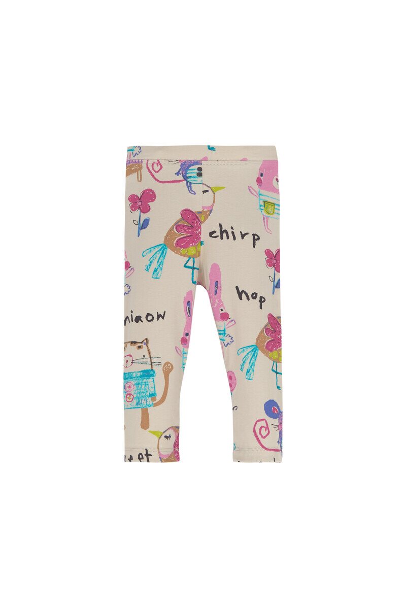 5-8 Years Old Chirping Animals Pattern Capri - Thumbnail