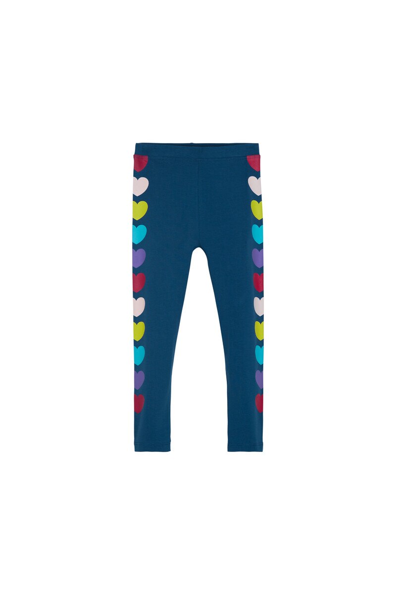 5-8 Years Old Colorful Side Strip Heart 40/1 Lycra Long Legging - Thumbnail