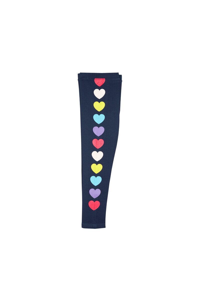 5-8 Years Old Colorful Side Strip Heart 40/1 Lycra Long Legging - Thumbnail