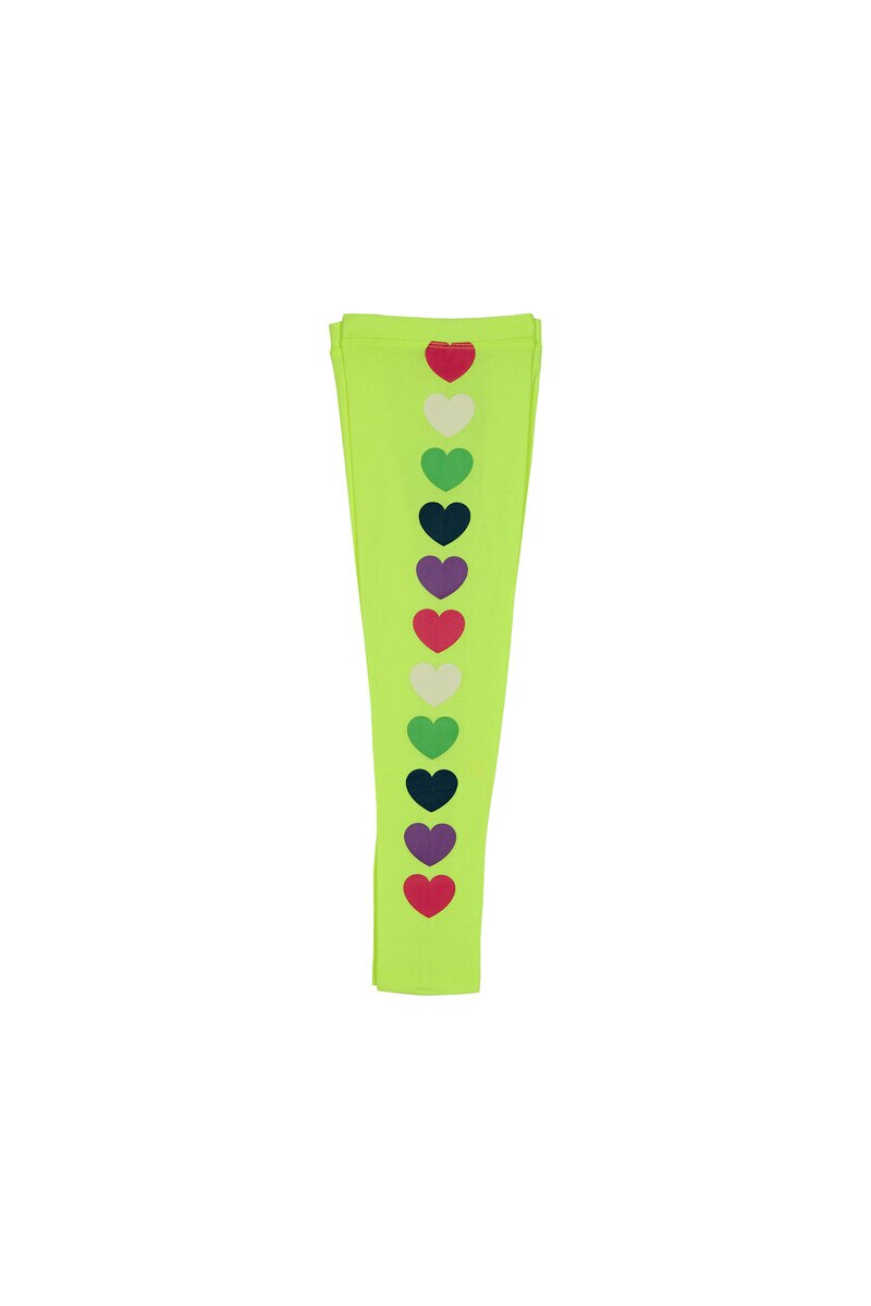 5-8 Years Old Colorful Side Strip Heart 40/1 Lycra Long Legging - Thumbnail