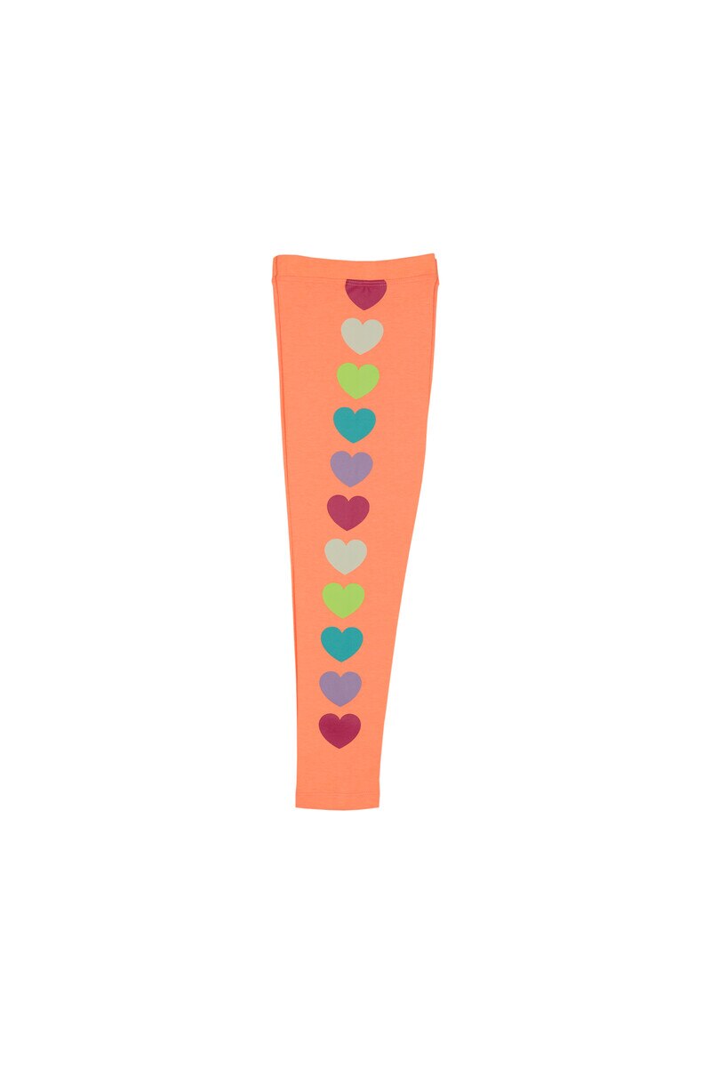 5-8 Years Old Colorful Side Strip Heart 40/1 Lycra Long Legging - Thumbnail