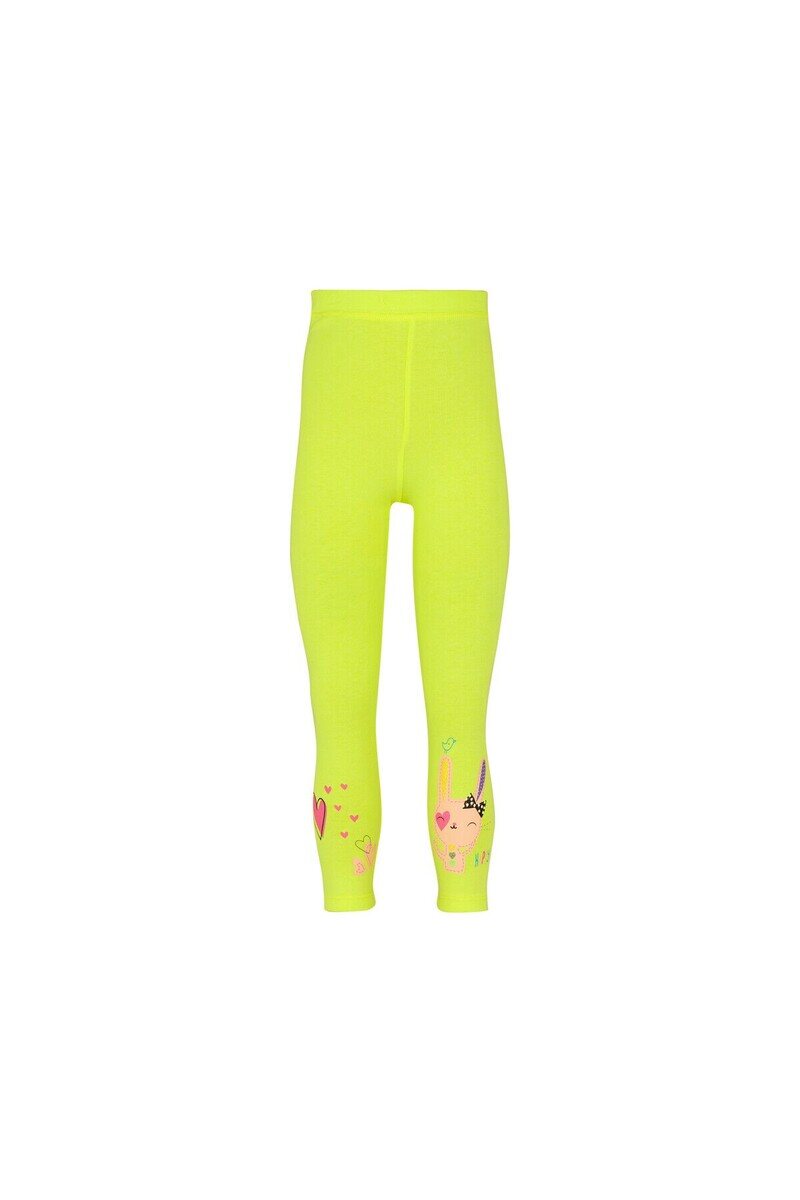 5-8 Years Old Heart And Rabbit Printed Legging - Thumbnail