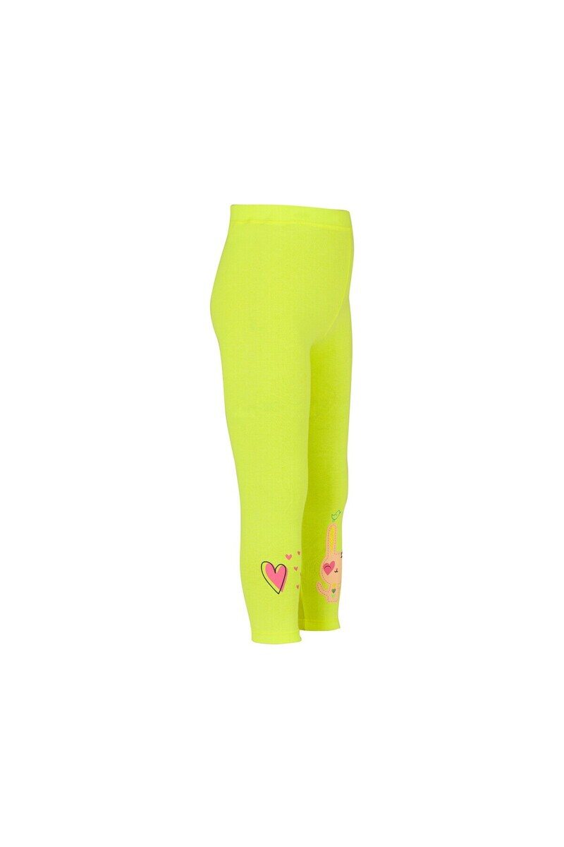 5-8 Years Old Heart And Rabbit Printed Legging - Thumbnail
