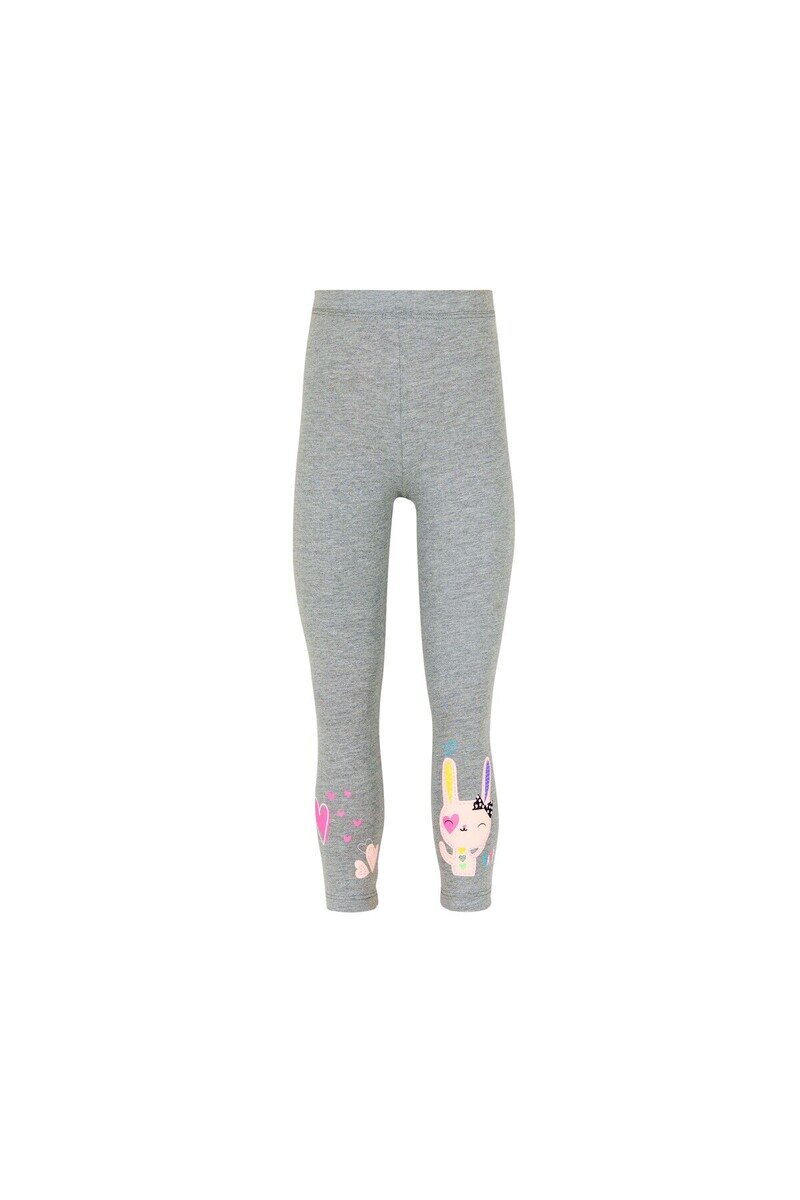 5-8 Years Old Heart And Rabbit Printed Legging - Thumbnail