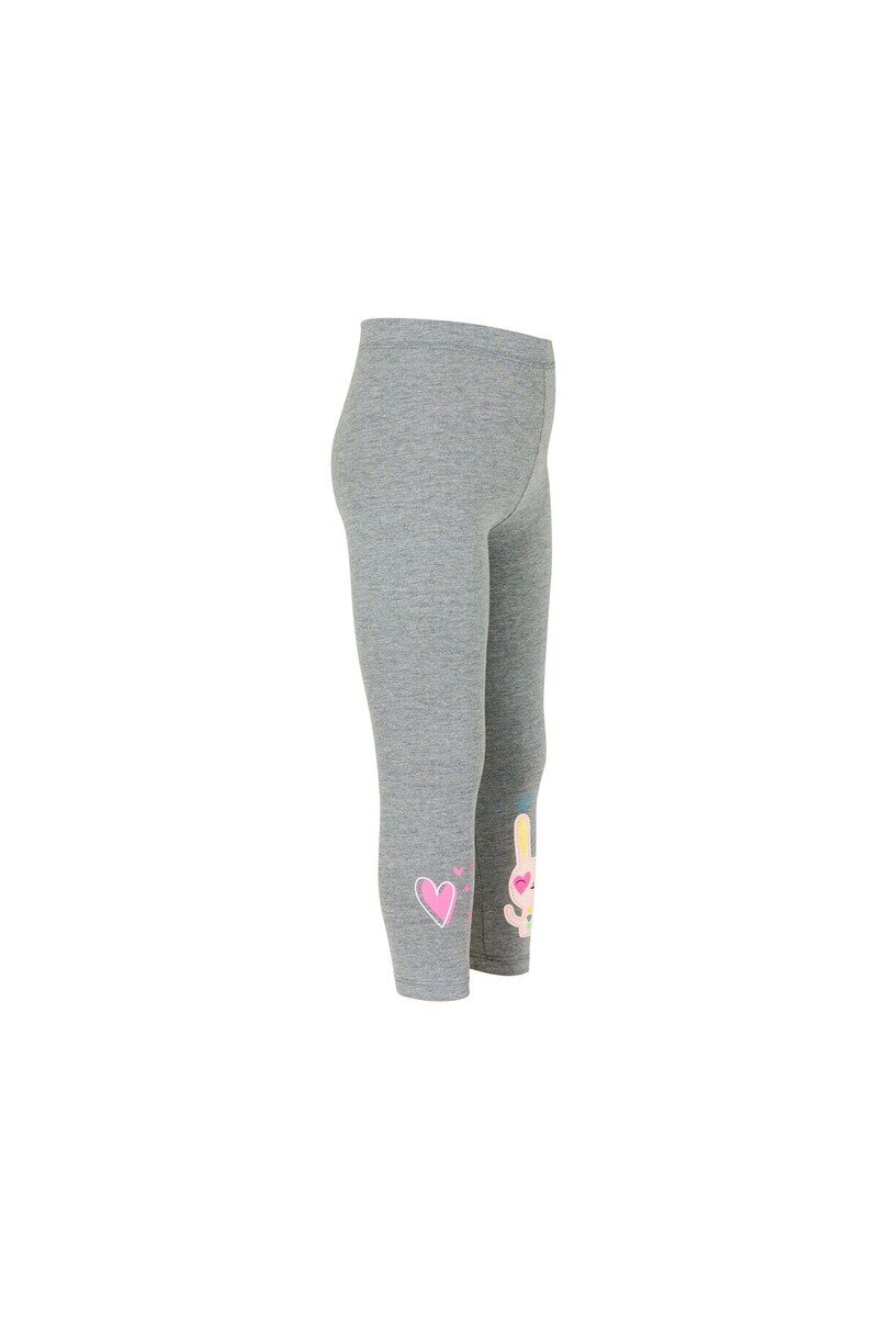 5-8 Years Old Heart And Rabbit Printed Legging - Thumbnail
