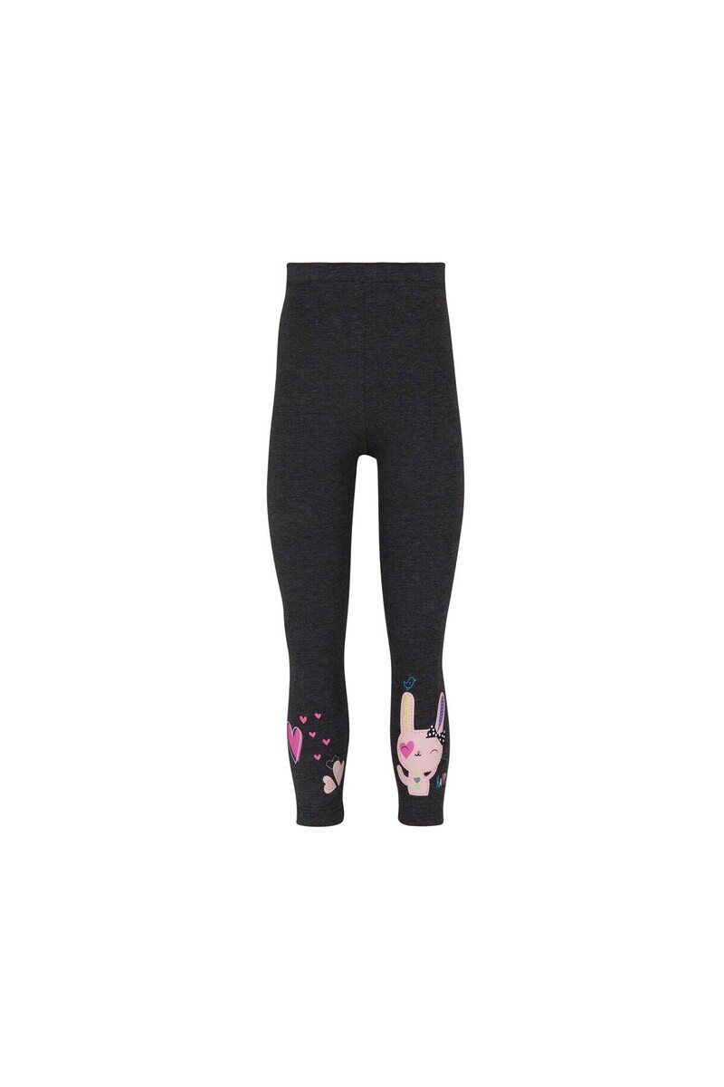 5-8 Years Old Heart And Rabbit Printed Legging - Thumbnail