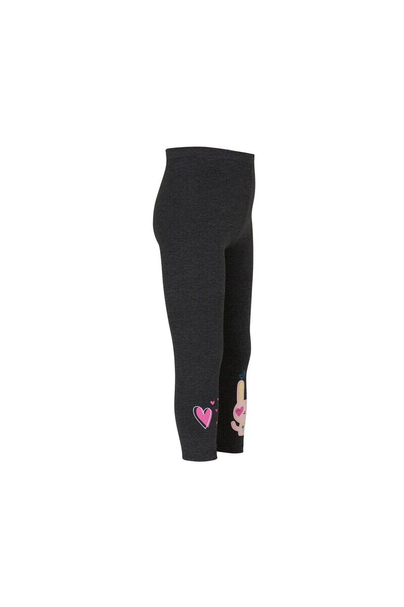 5-8 Years Old Heart And Rabbit Printed Legging - Thumbnail
