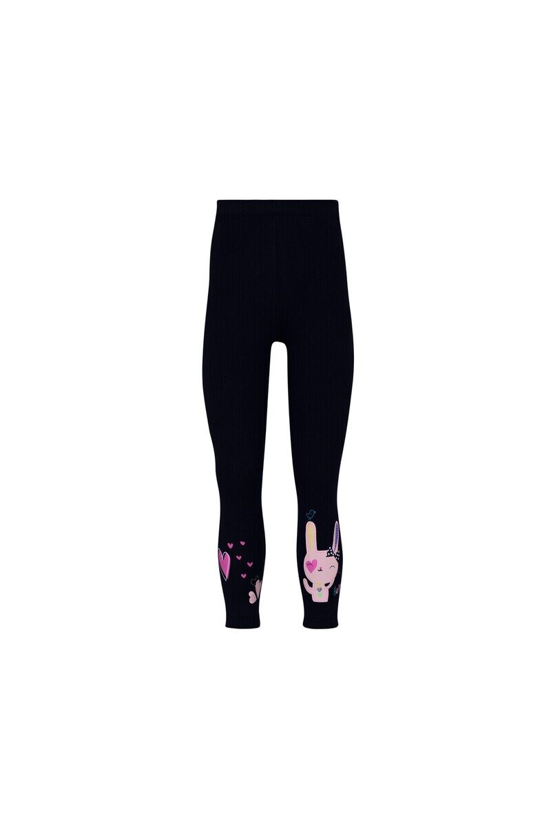 5-8 Years Old Heart And Rabbit Printed Legging - Thumbnail