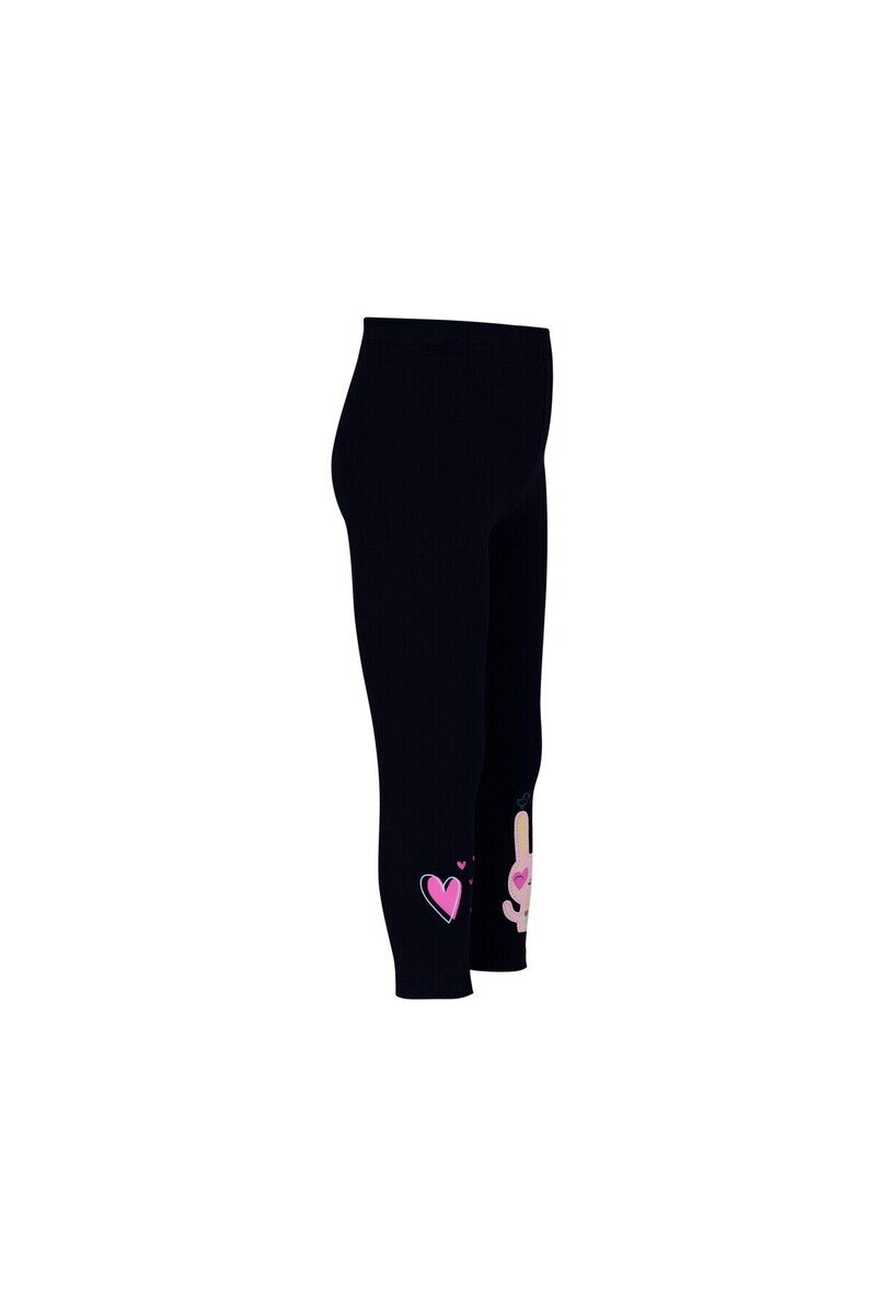 5-8 Years Old Heart And Rabbit Printed Legging - Thumbnail