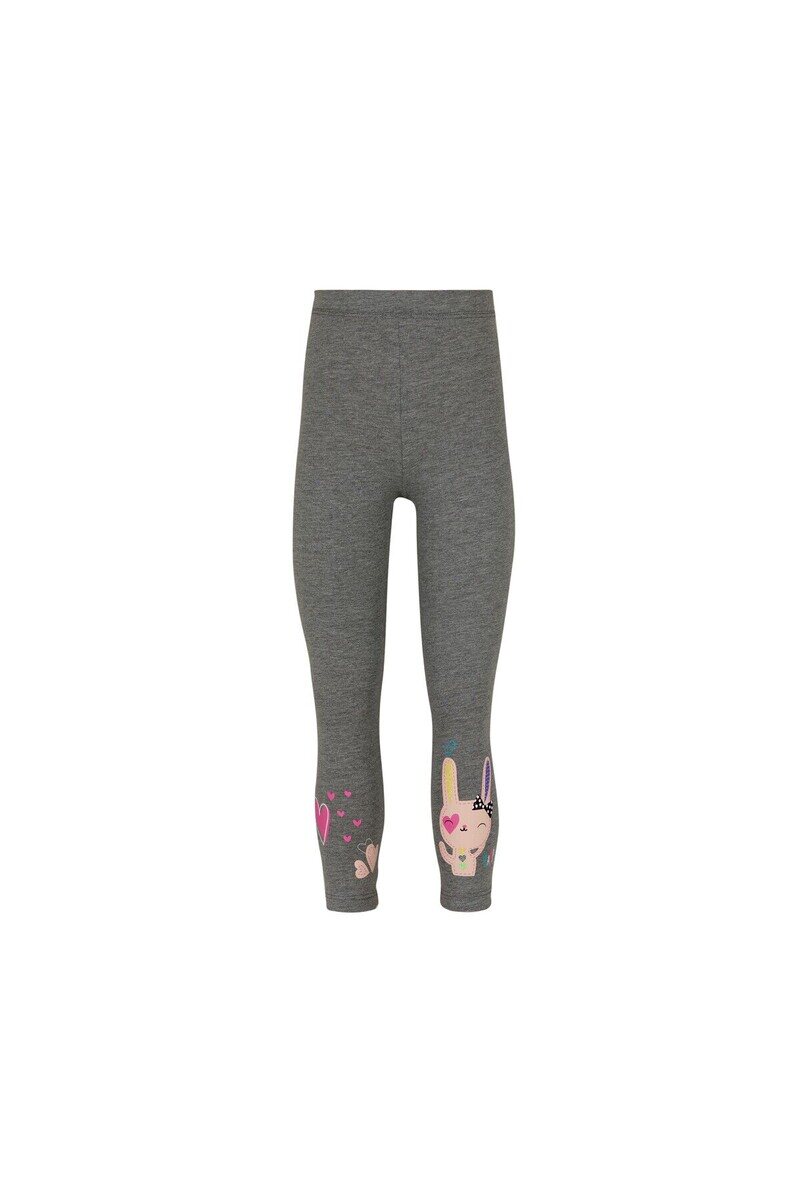 5-8 Years Old Heart And Rabbit Printed Legging - Thumbnail