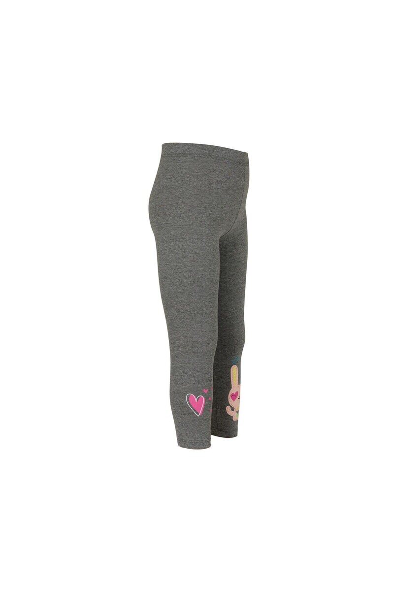 5-8 Years Old Heart And Rabbit Printed Legging - Thumbnail
