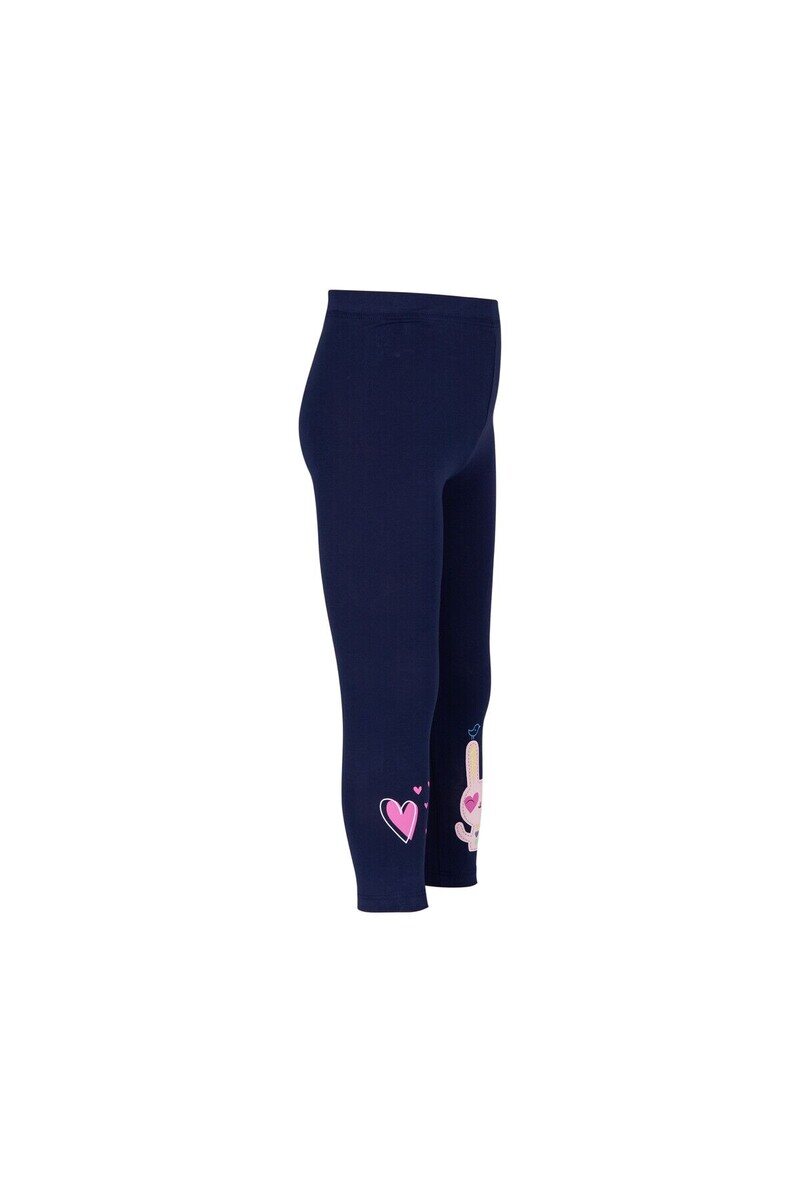 5-8 Years Old Heart And Rabbit Printed Legging - Thumbnail