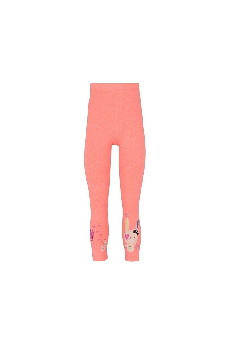 5-8 Years Old Heart And Rabbit Printed Legging - Thumbnail
