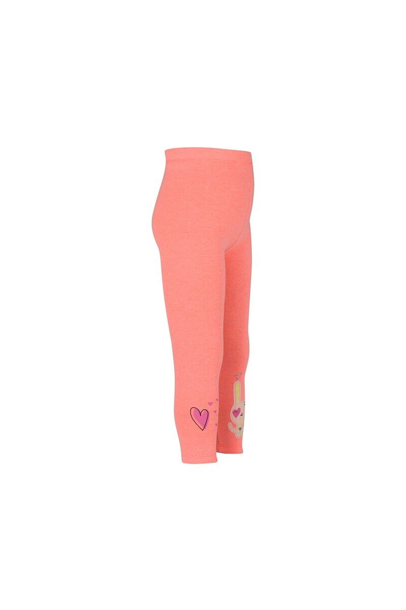 5-8 Years Old Heart And Rabbit Printed Legging - Thumbnail