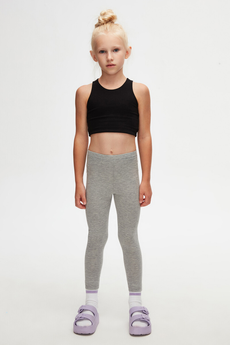 5-8 Years Old Plain Long Legging - Thumbnail