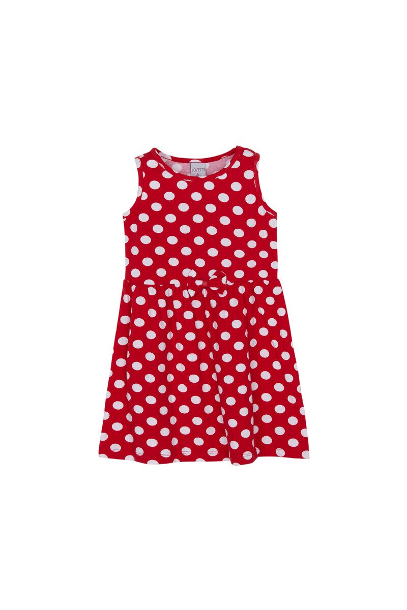 5-8 Years Old Polka-Dot Pattern Sleeveless Dress - Thumbnail