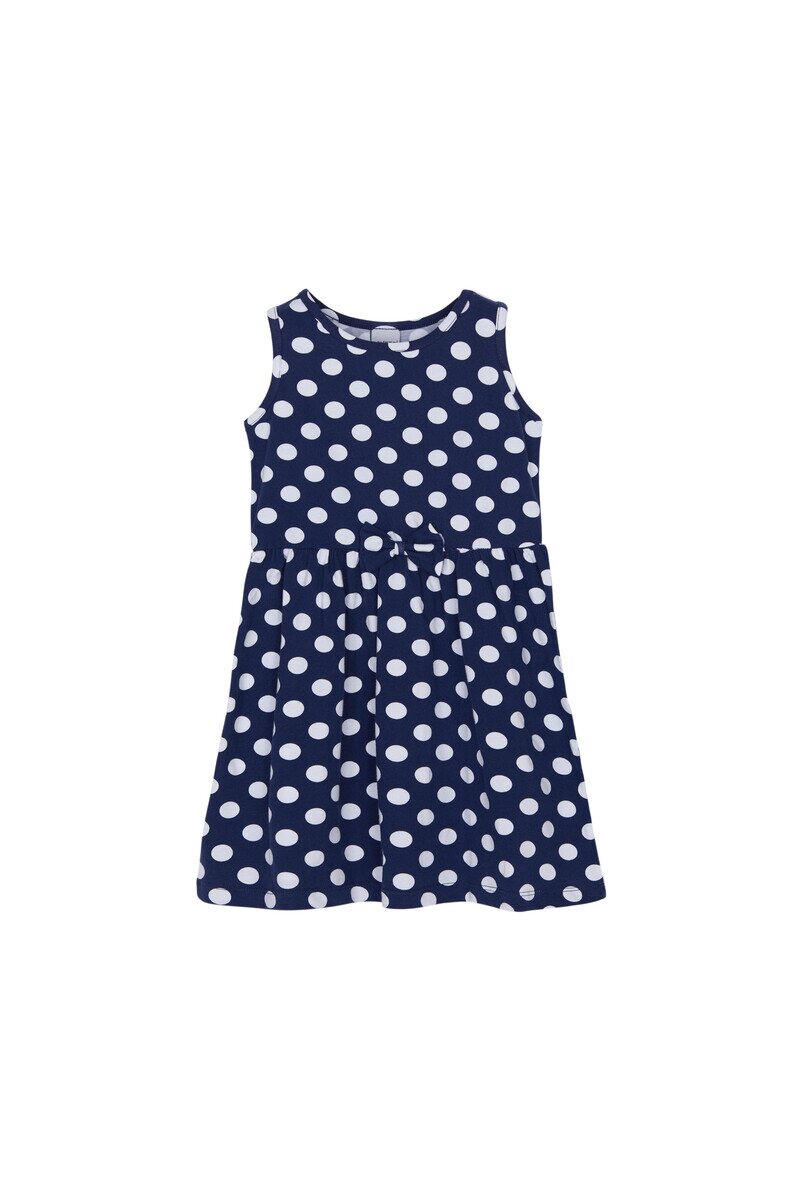 5-8 Years Old Polka-Dot Pattern Sleeveless Dress - Thumbnail