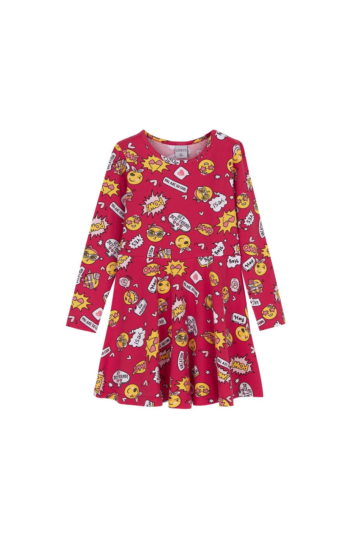 5-8 Years Old So Cool Pattern Long Sleeves Plain Dress |Lovetti