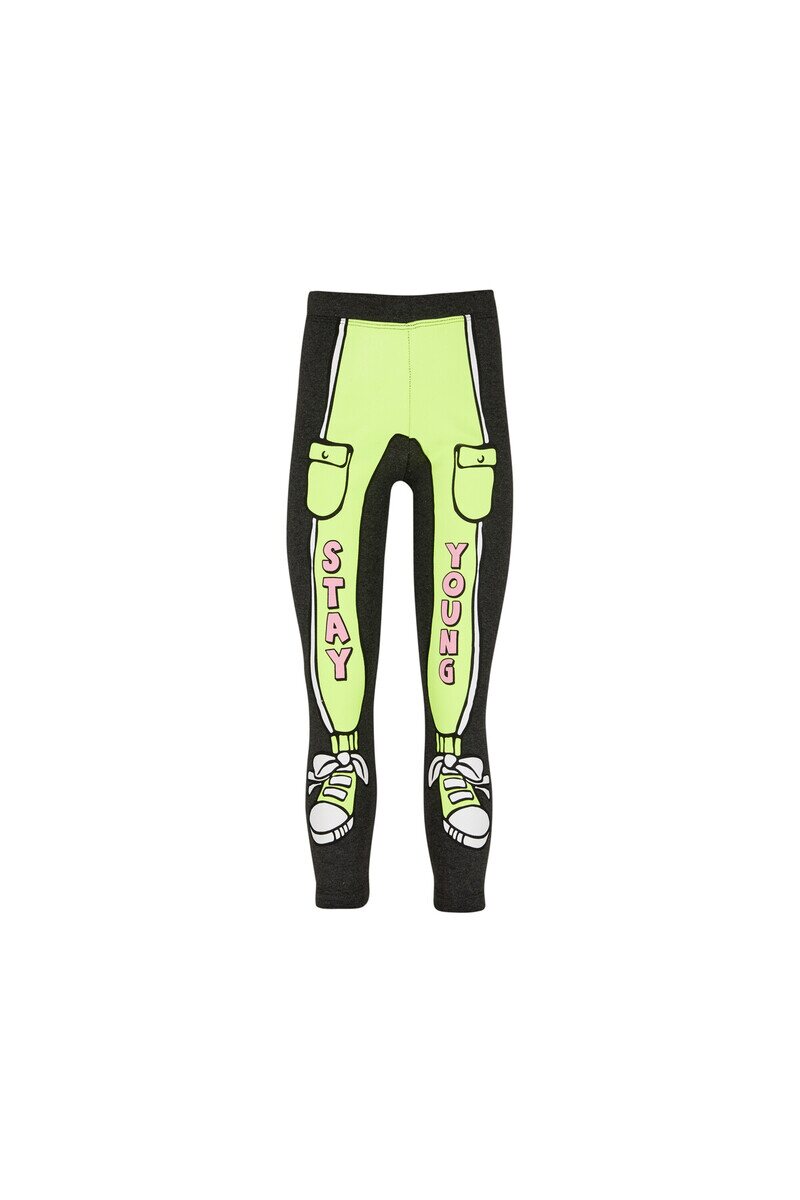 5-8 Years Old Stay Young Printed 40/1 Interlock Legging - Thumbnail