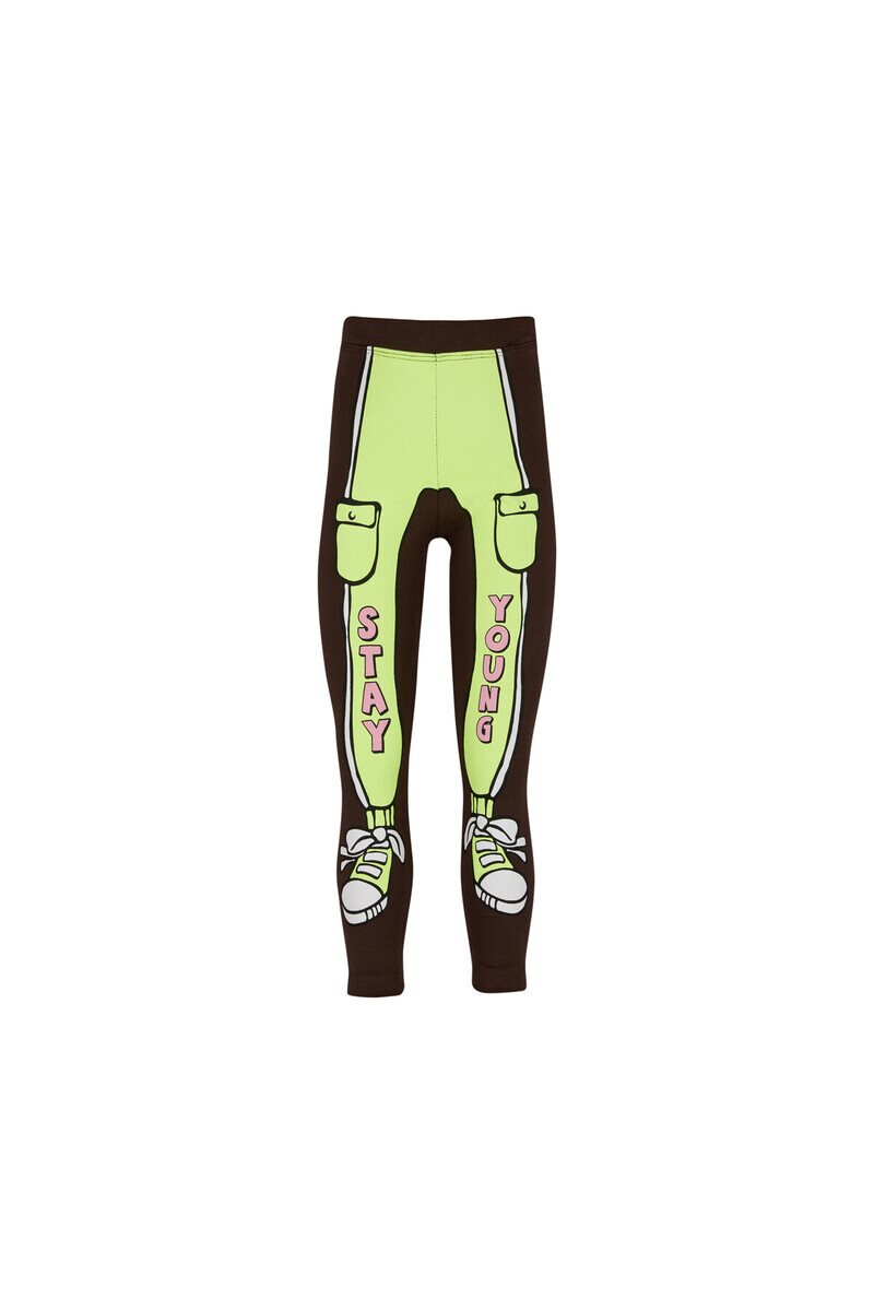 5-8 Years Old Stay Young Printed 40/1 Interlock Legging - Thumbnail