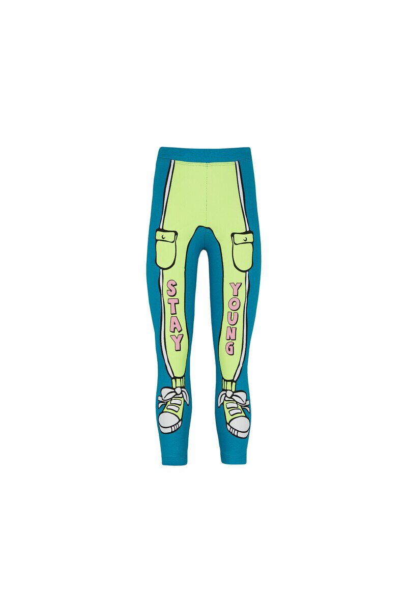 5-8 Years Old Stay Young Printed 40/1 Interlock Legging - Thumbnail