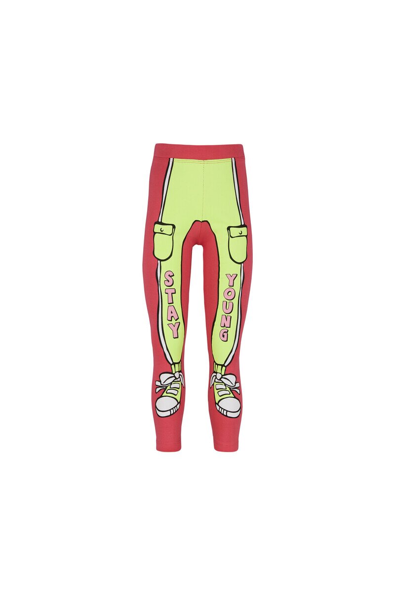 5-8 Years Old Stay Young Printed 40/1 Interlock Legging - Thumbnail