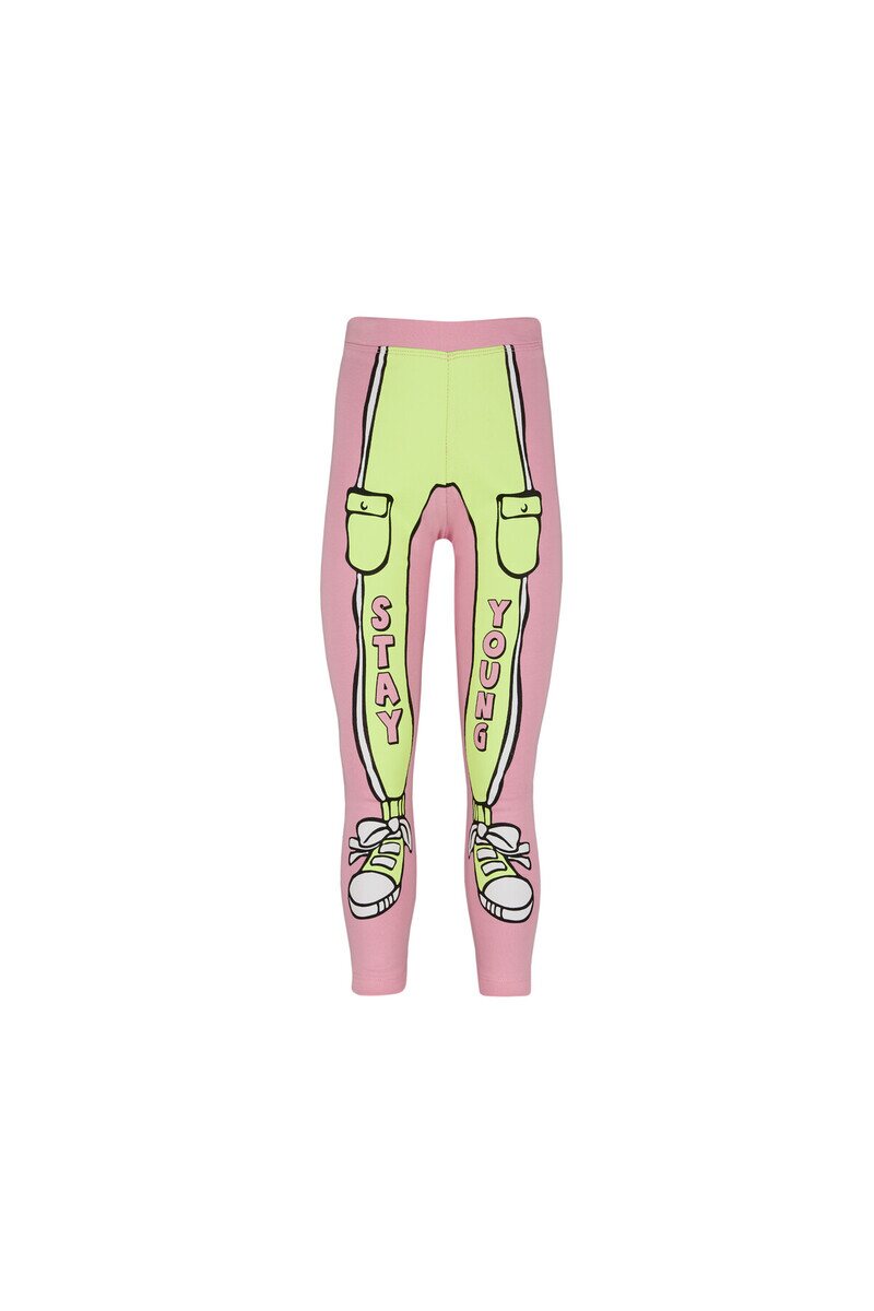 5-8 Years Old Stay Young Printed 40/1 Interlock Legging - Thumbnail