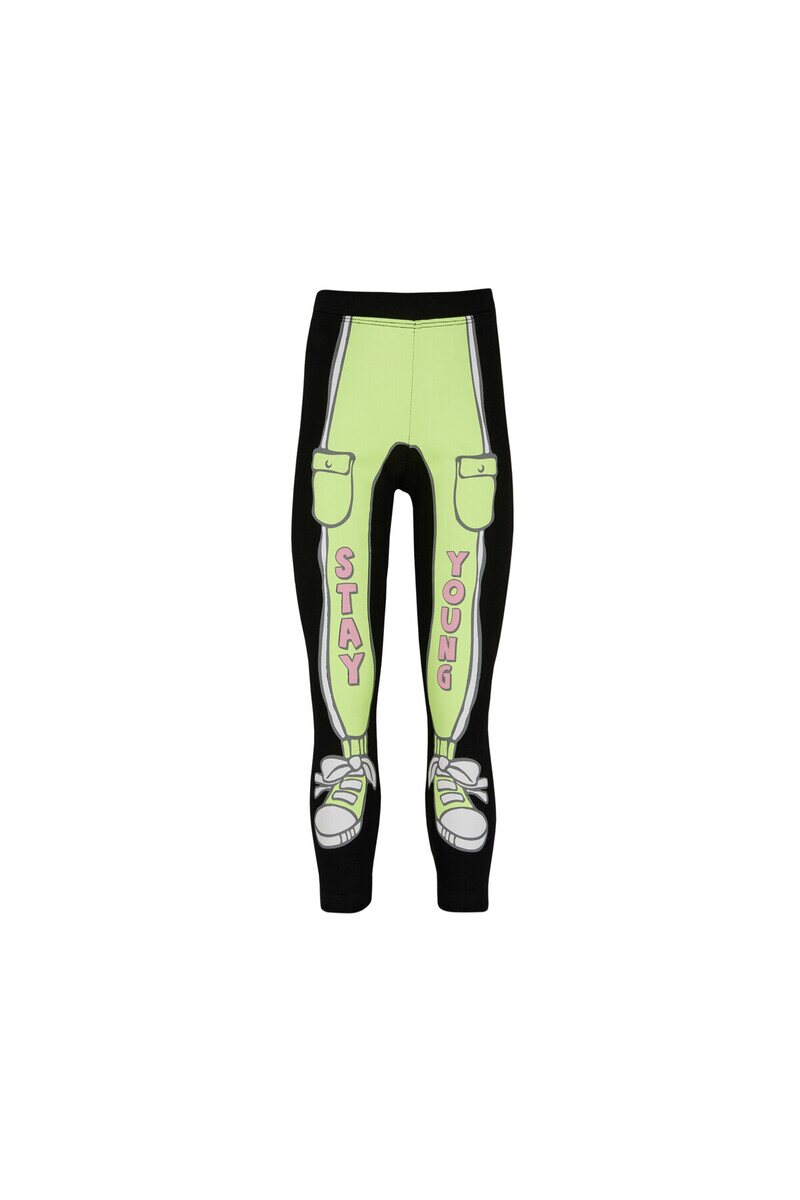 5-8 Years Old Stay Young Printed 40/1 Interlock Legging - Thumbnail