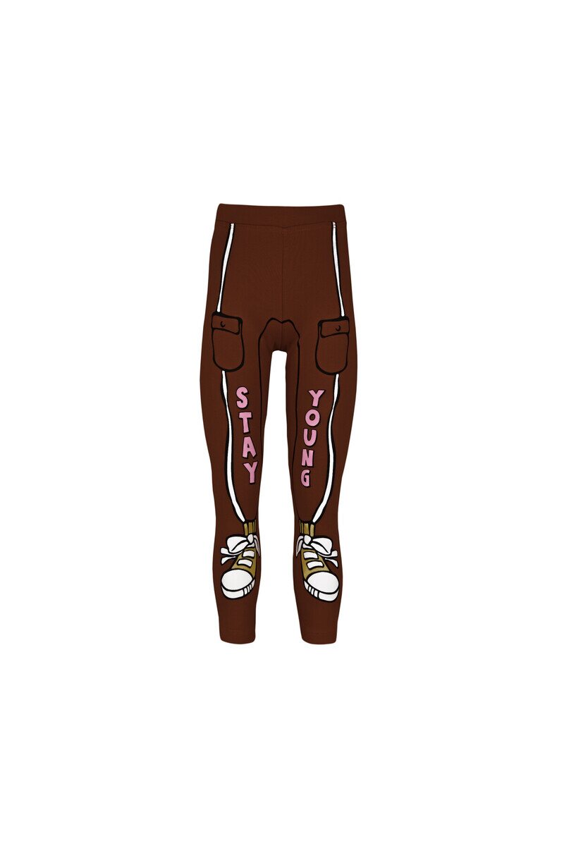 5-8 Years Old Stay Young Printed 40/1 Interlock Legging - Thumbnail