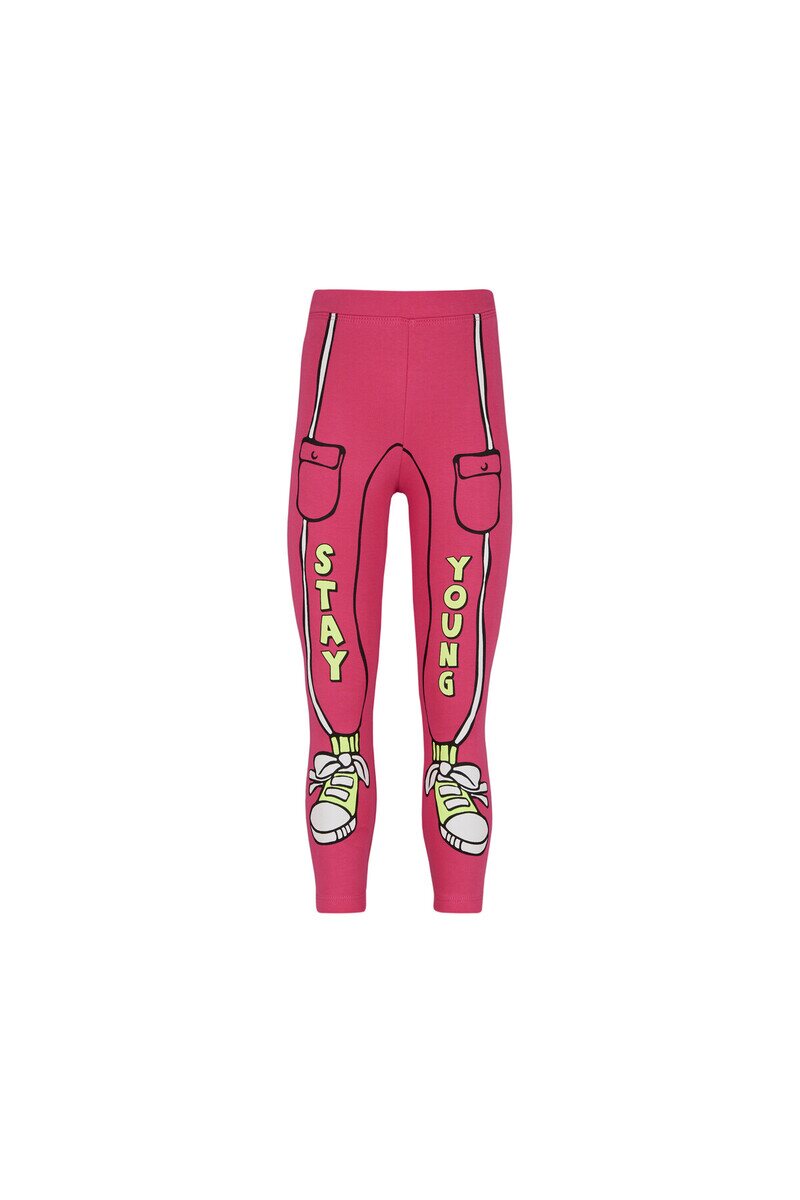 5-8 Years Old Stay Young Printed 40/1 Interlock Legging - Thumbnail