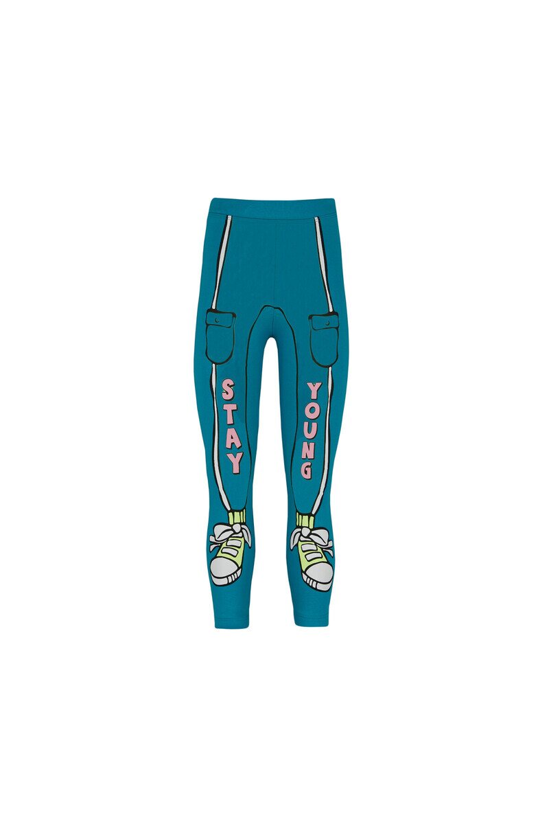 5-8 Years Old Stay Young Printed 40/1 Interlock Legging - Thumbnail