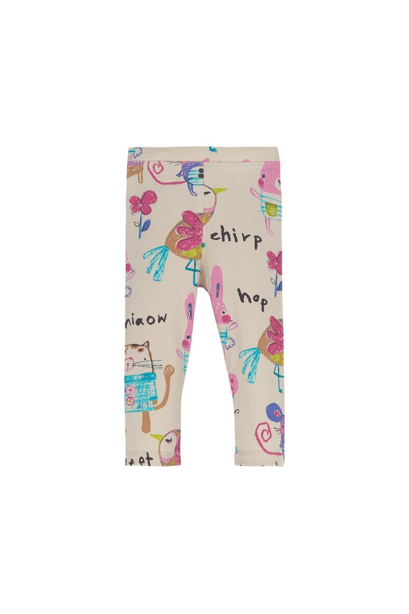 9-12 Years Old Chirping Animals Pattern Capri - Thumbnail