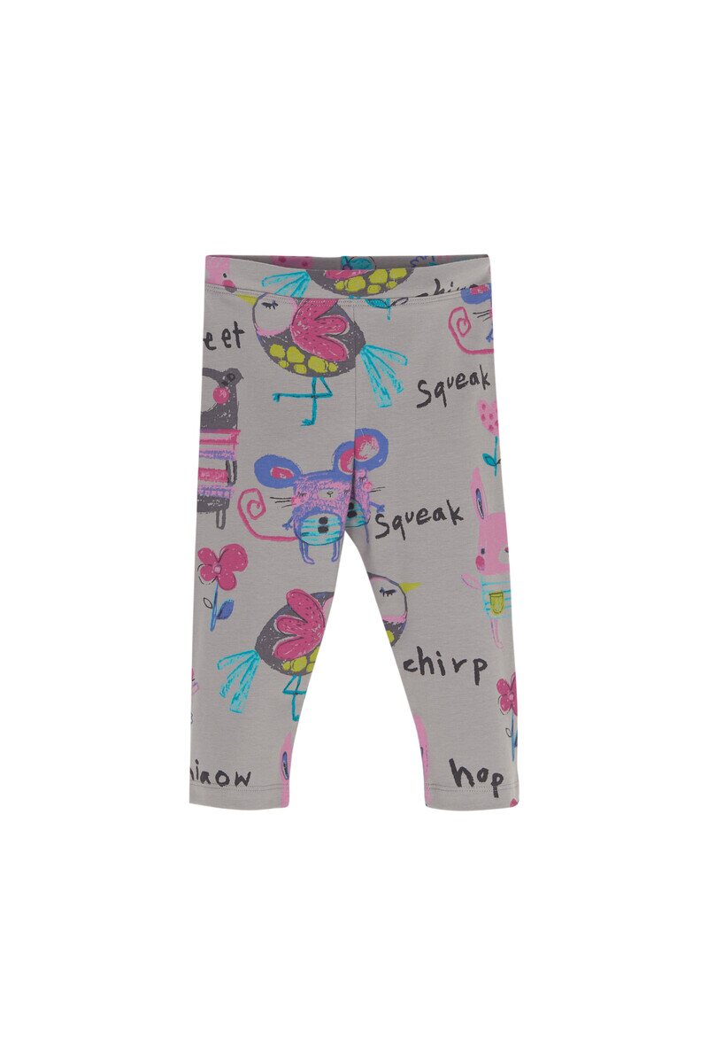 9-12 Years Old Chirping Animals Pattern Capri - Thumbnail