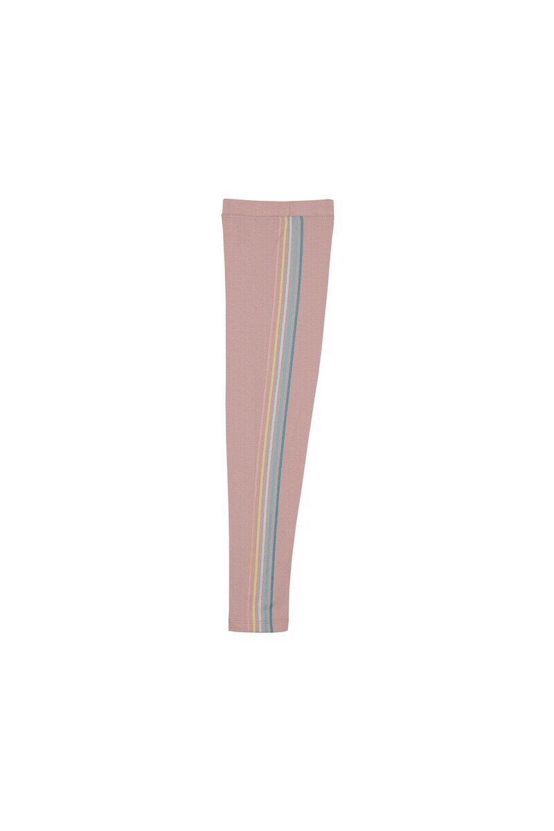 9-12 Years Old Colored Side Stripe Lines Printed Jersey Legging - Thumbnail