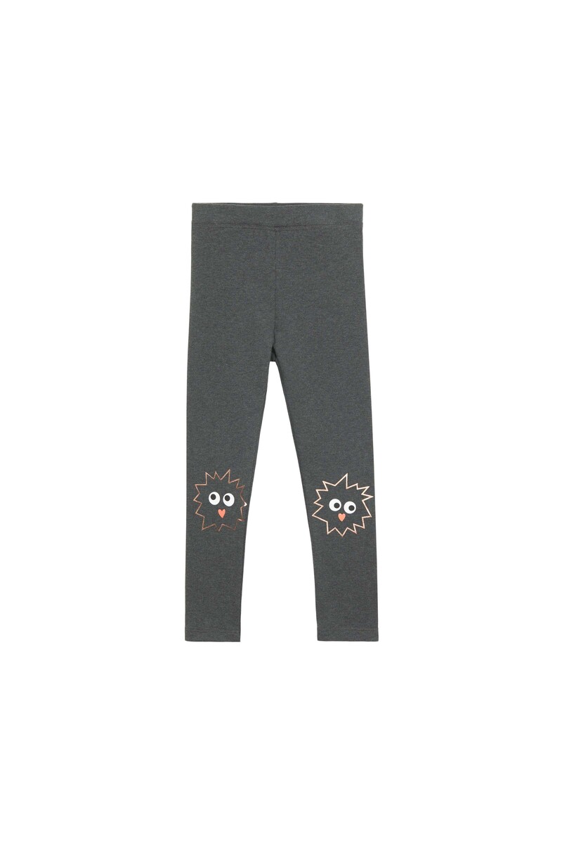 9-12 Years Old Crazy Eyes Printed Fleece Legging - Thumbnail