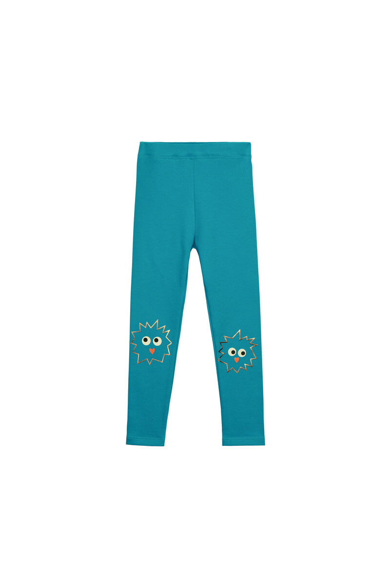 9-12 Years Old Crazy Eyes Printed Fleece Legging - Thumbnail