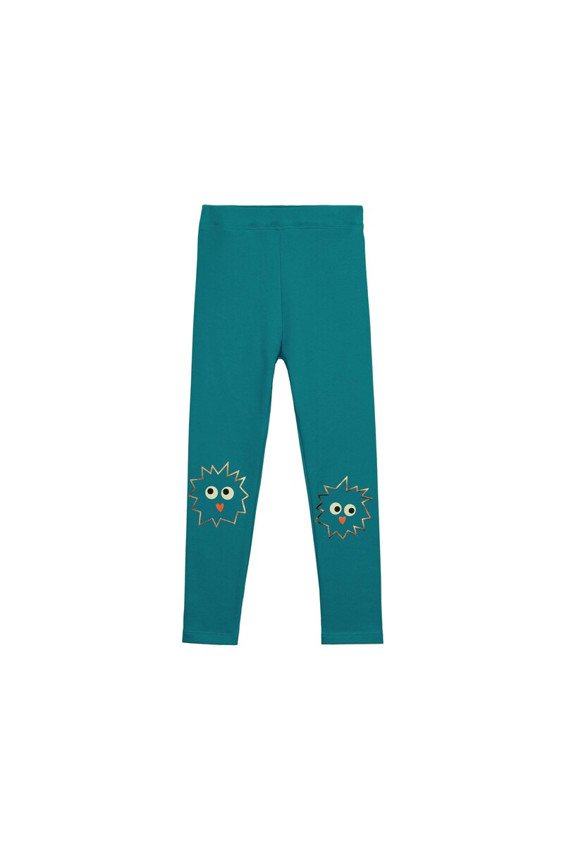 9-12 Years Old Crazy Eyes Printed Fleece Legging - Thumbnail